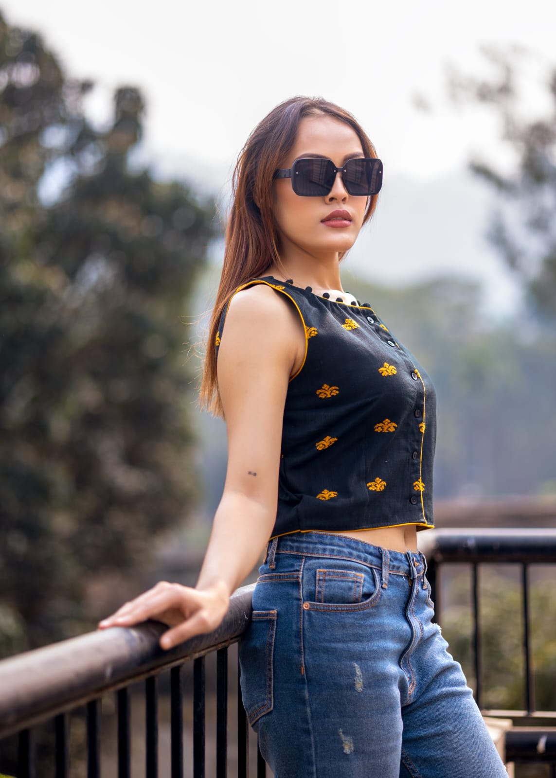 Assamese Gos Buta designed Crop Top